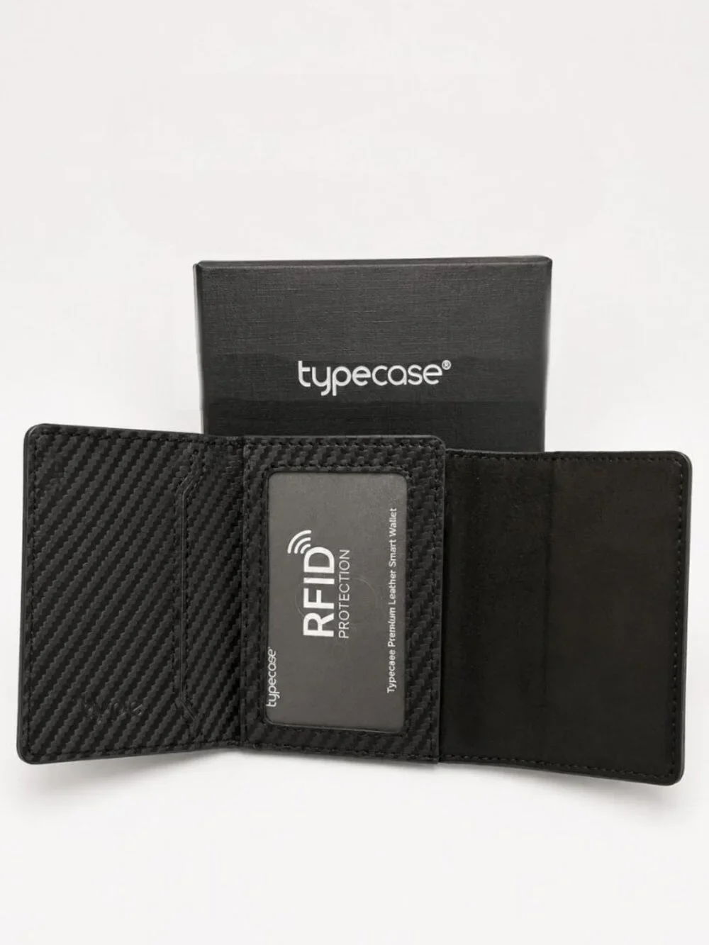 Typecase Mens Black Leather Pop Up Card Wallet RFID Blocking Boxed